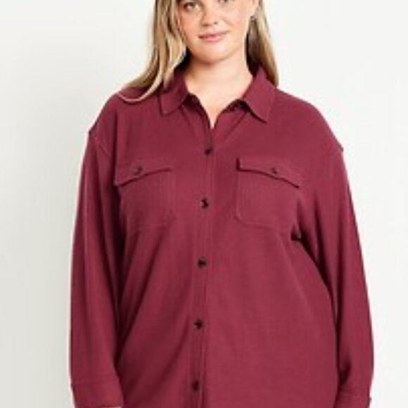 Waffle textured XL red longsleeve lounge shirt - very soft - By Old Navy - Picture 3 of 6